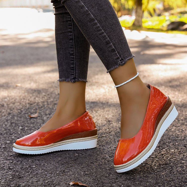 Large-size Wedge-heel Patent Leather Womens Pumps foto 3
