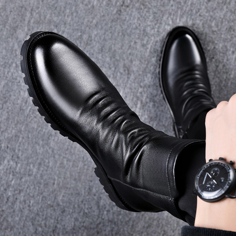 Autumn And Winter British Style Men's Leather Boots High-top Zipper Martin Boots foto 3