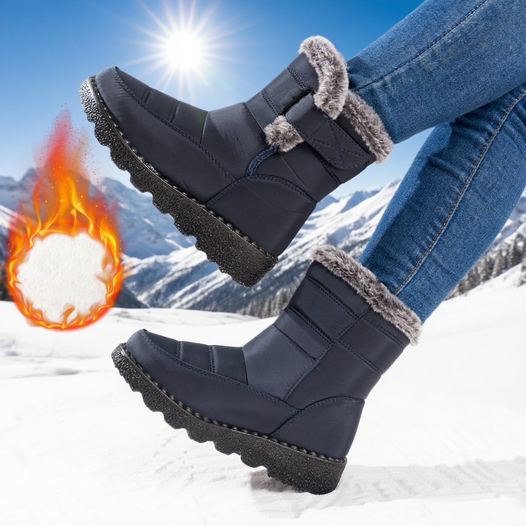 Women's Snow Boots With Rabbit Fur And Velcro Closure foto 4