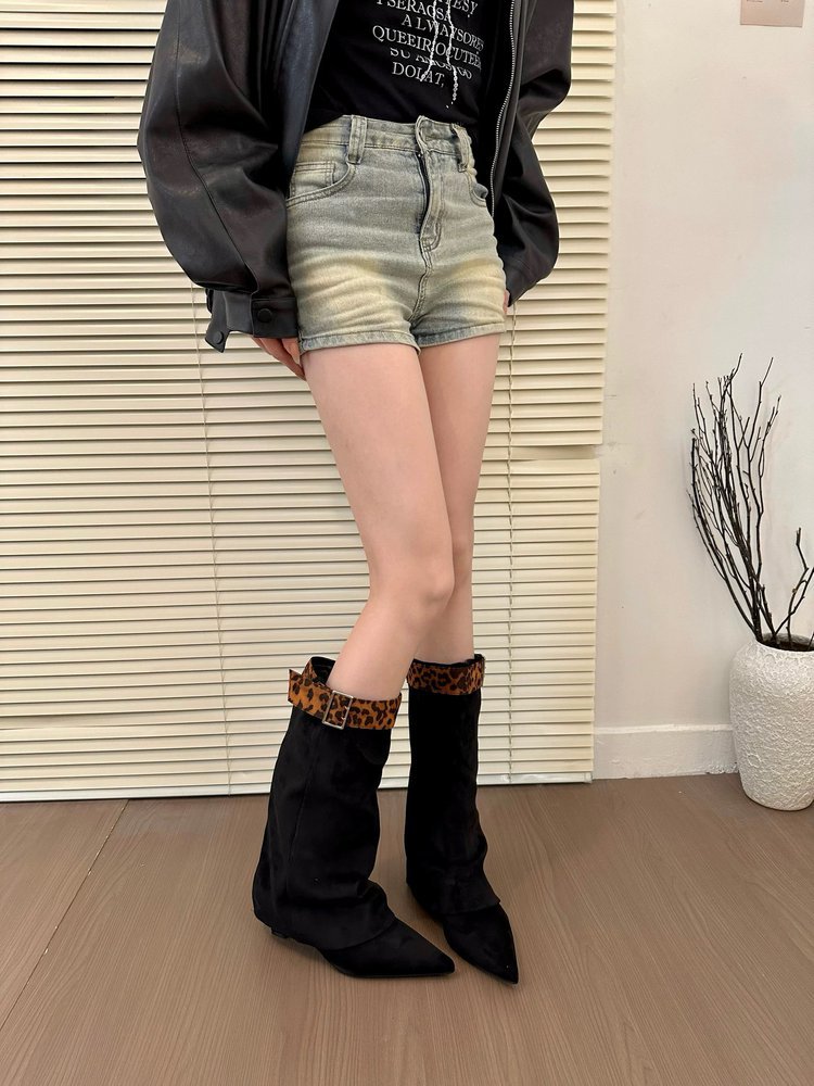 Retro Western Slimming Belt Buckle Middle Boots foto 2