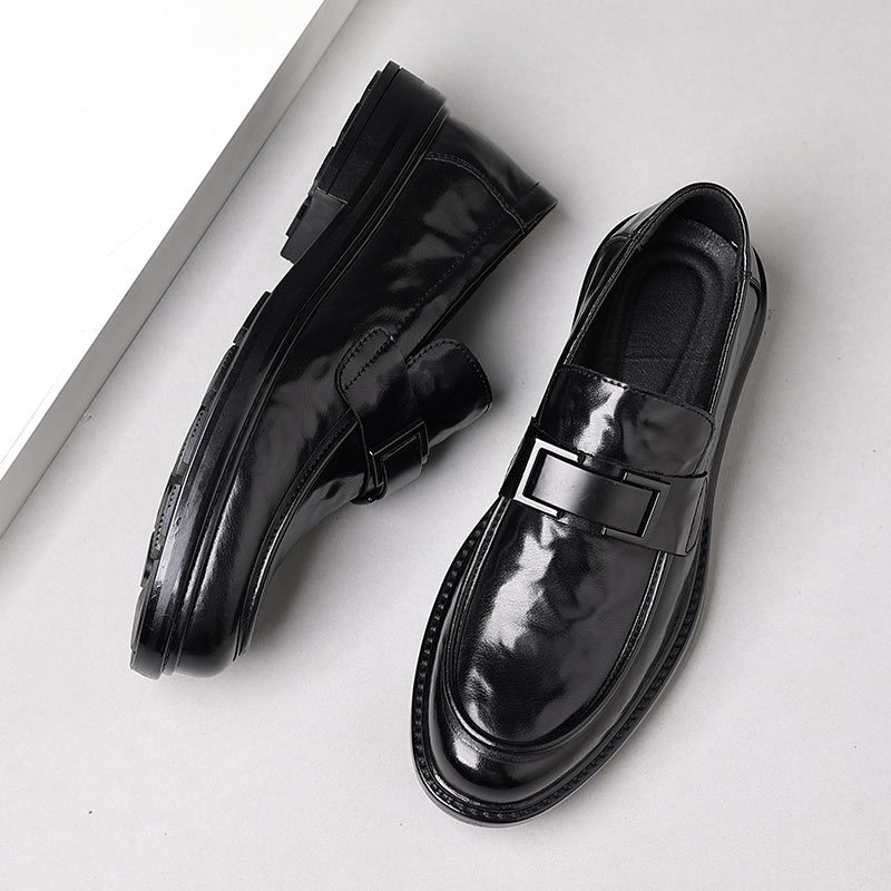 Men's British Slip-on Pointed Leather Shoes foto 2