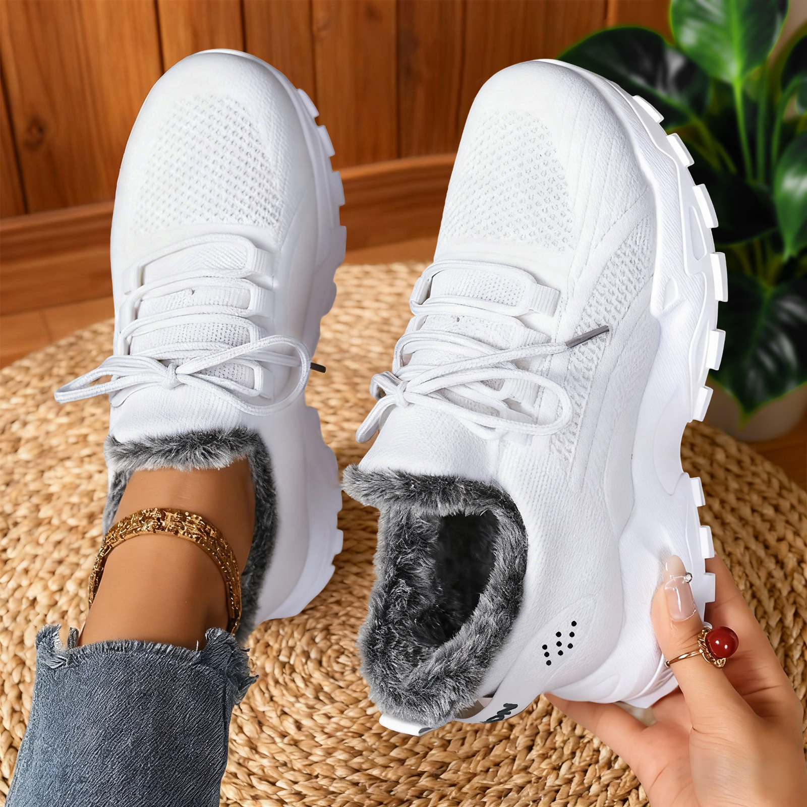 Increased Shallow Mouth Lace-up Lightweight Sneakers foto 4