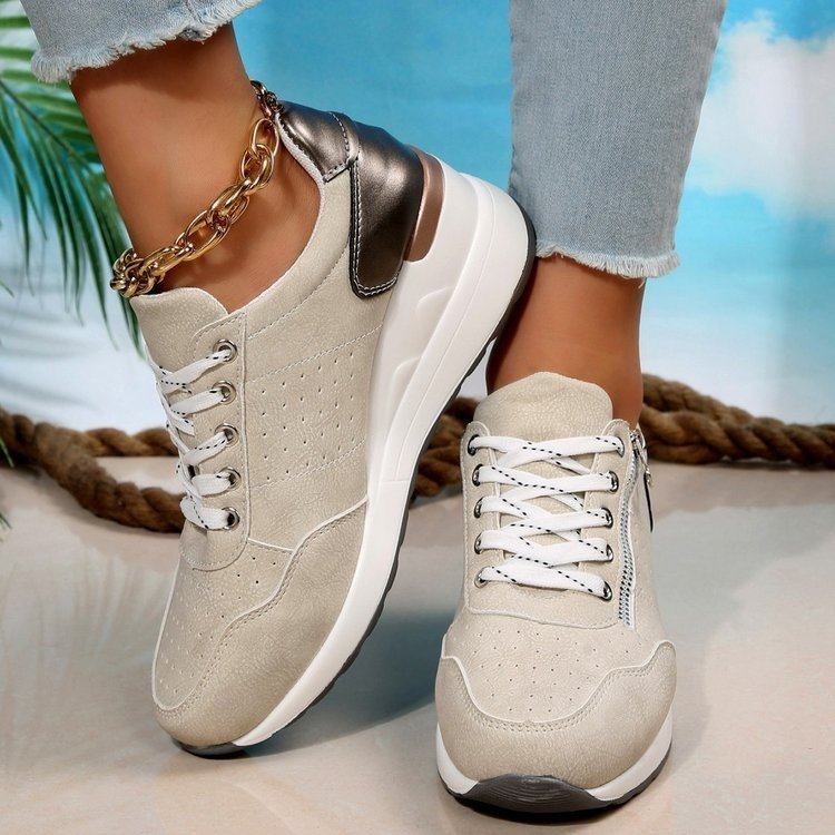 Womens Sporty Lace-Up Flared Sole Plus-Size Dress Shoes foto 2