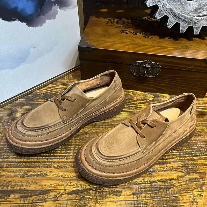 Round Head Genuine Leather Platform Men's Slip-on Leather Shoes foto 5