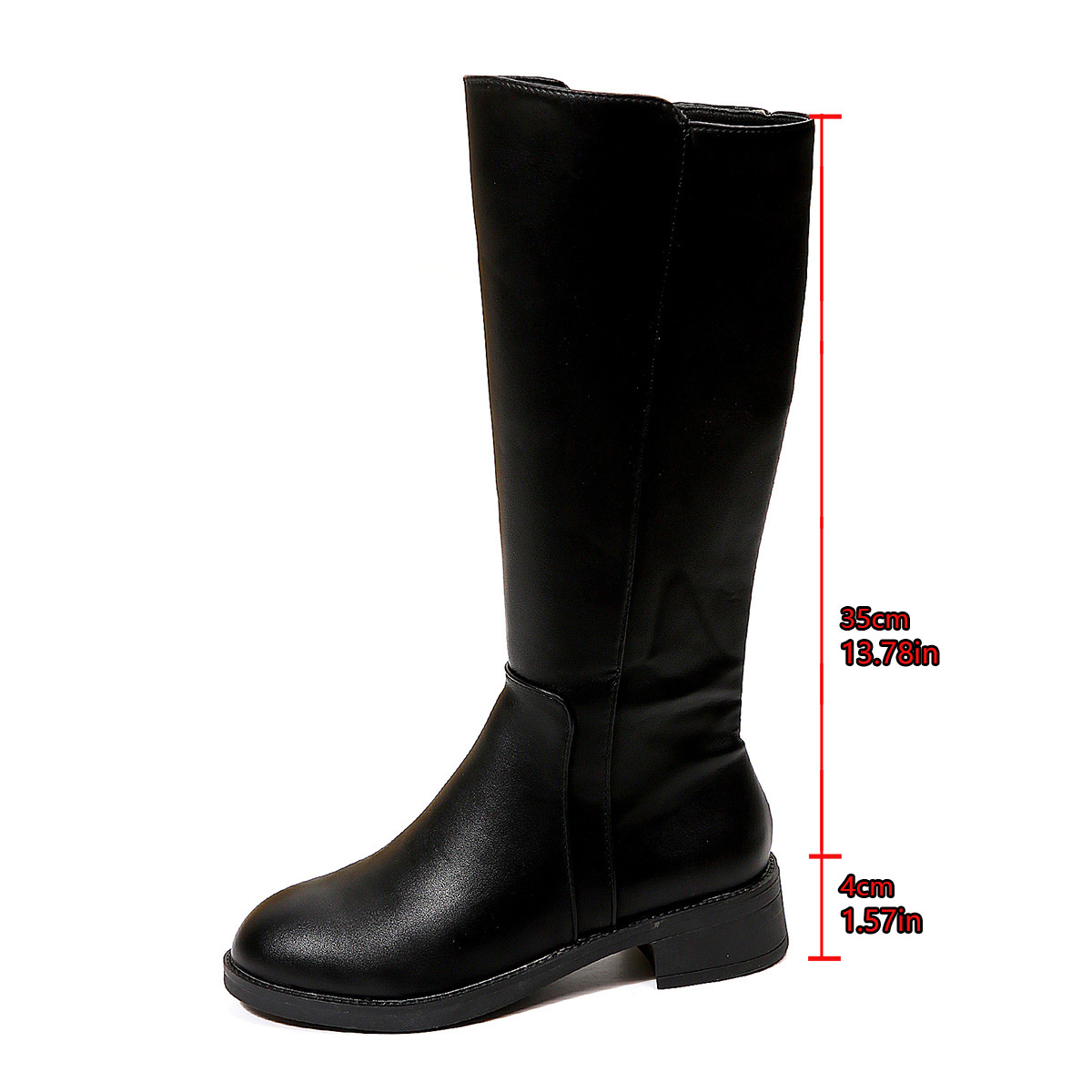 Womens Side-Zip Flat-Heel Knight Tall Boots foto 3