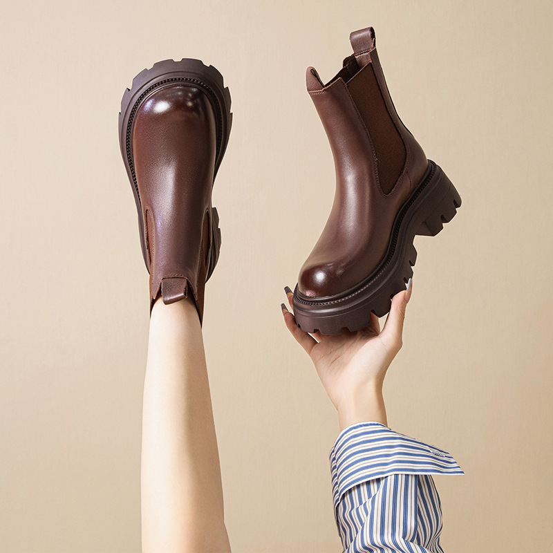 Thick Soled Genuine Leather Martin Boots For Women foto 4