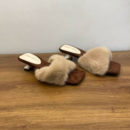 French-style Chic Purple Fluffy Slippers For Women foto 2