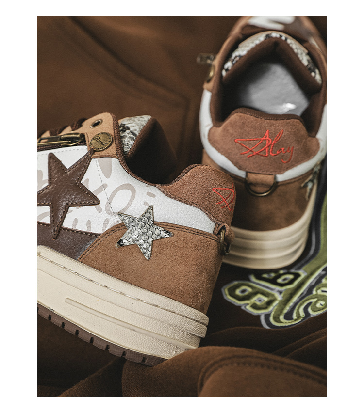 Brown Star Retro Minority Design Shoes foto 3