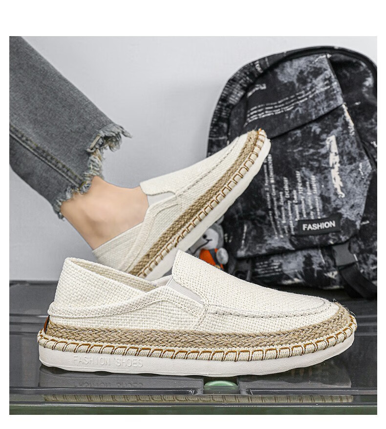 Straw Fisherman Breathable Men's Lazy Trendy Slip-on Casual Shoes foto 5