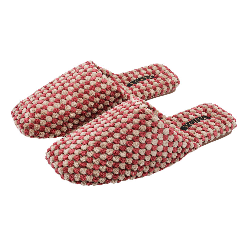 Pineapple Velvet Skin-friendly Warm Suede Couple Cotton Slippers foto 2
