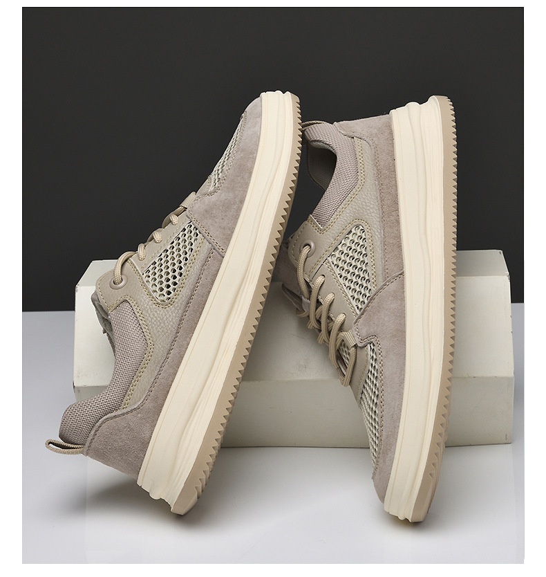 Top Layer Nubuck Plus Large Hole Mesh Breathable Korean Casual Shoes foto 3