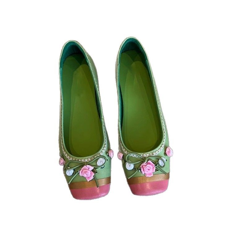 Square-toe Low-cut Womens Elevator Shoes With A Bow Slip-on Flat-soled Womens Shoes foto 3