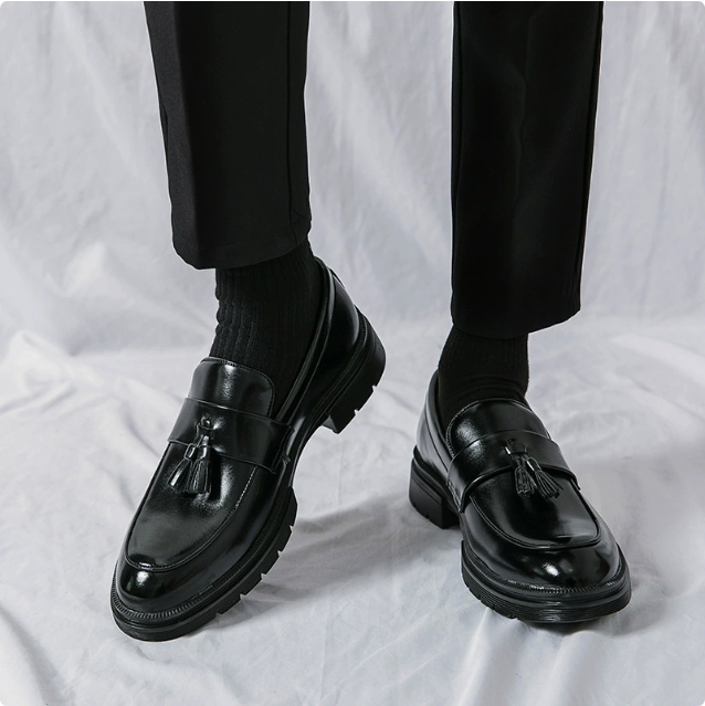 Spring And Autumn Men's Brogue Business Formal Wear Loafers Leather Shoes foto 3