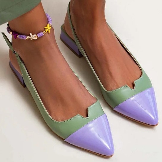 Spring Summer New Women's Shoes Pointed Flat Bottom Pumps Color Matching Low Heel Shoes foto 5