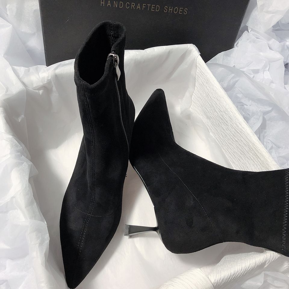 New High-heel Fashion Versatile Pointed Toe Slim Heel Simple Commuting Ankle Boots For Women foto 4