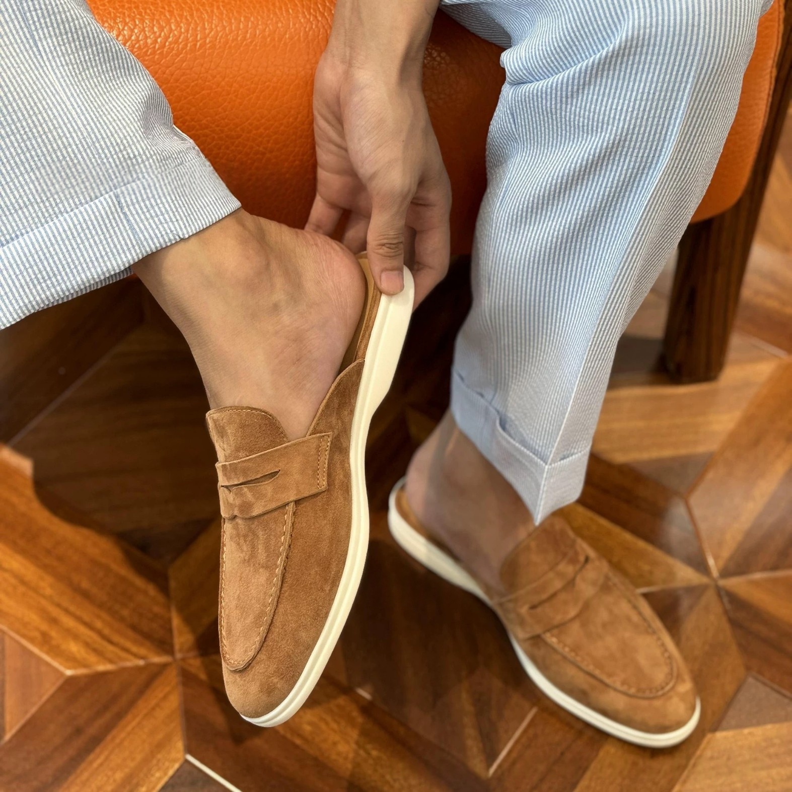 Mens Loafers Fashionable British Style White Sole foto 5