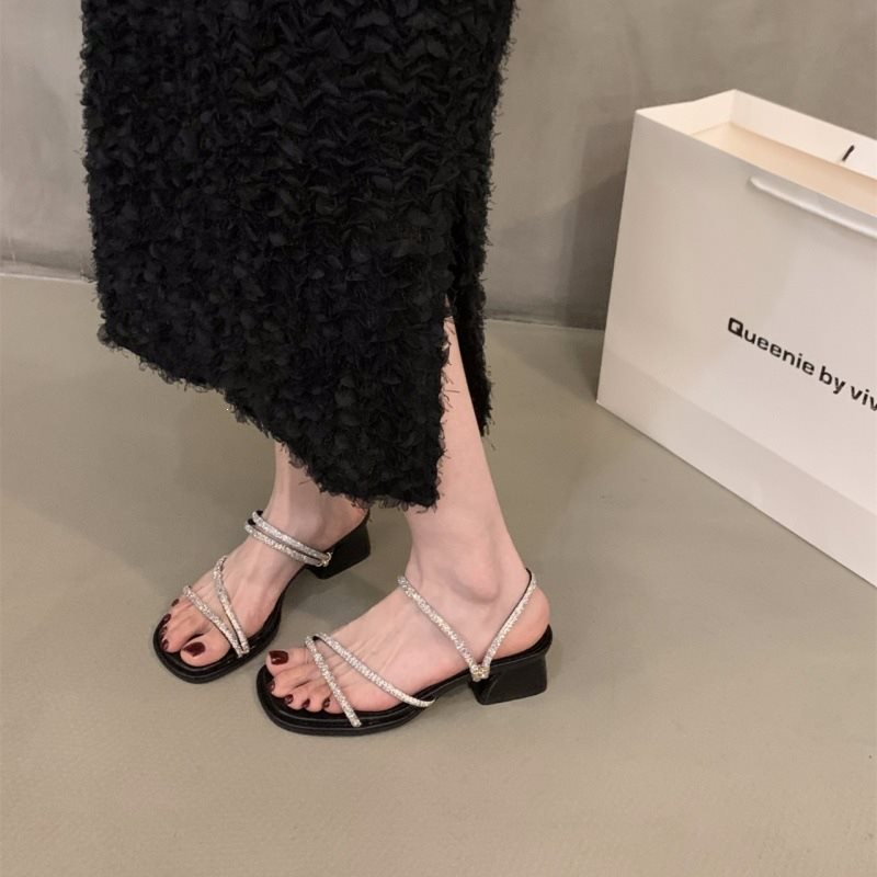 Chic Rhinestone French-style Strappy Sandals