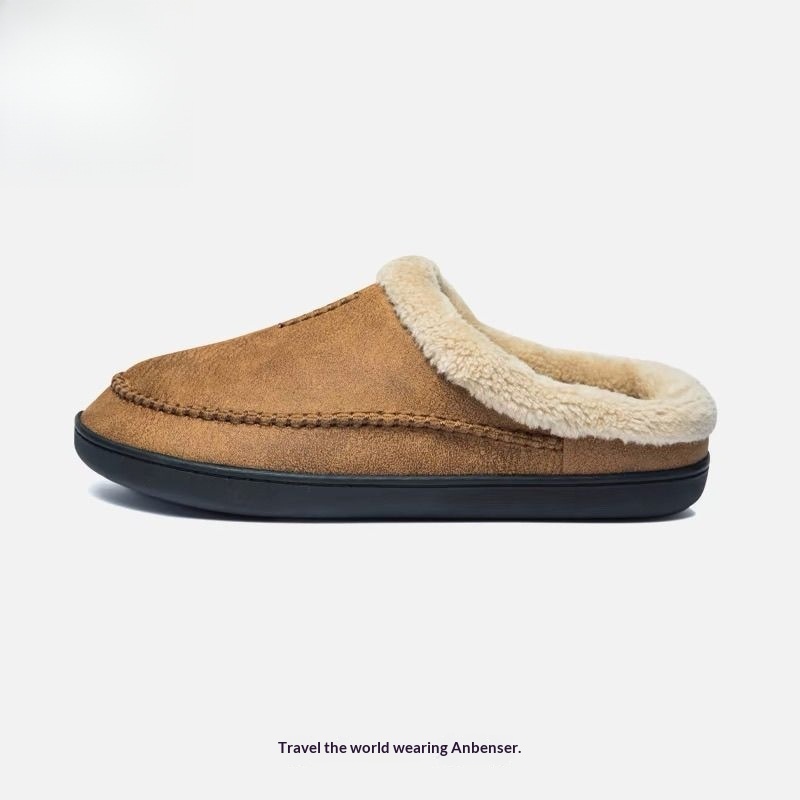 Mens Fur-lined Slippers From Europe And The US Non-slip Bean-shaped Cotton Shoes foto 2