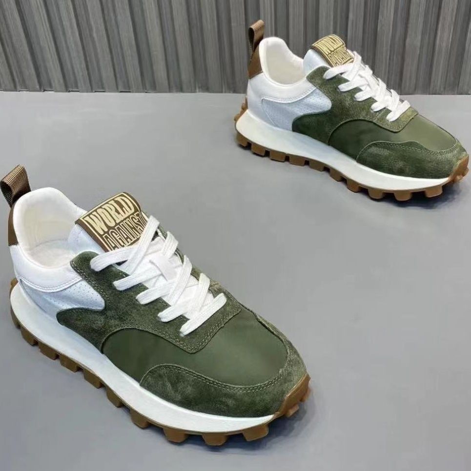Men's Sports Color Matching Low-top Breathable Fabric Leather Stitching Casual Shoes foto 2