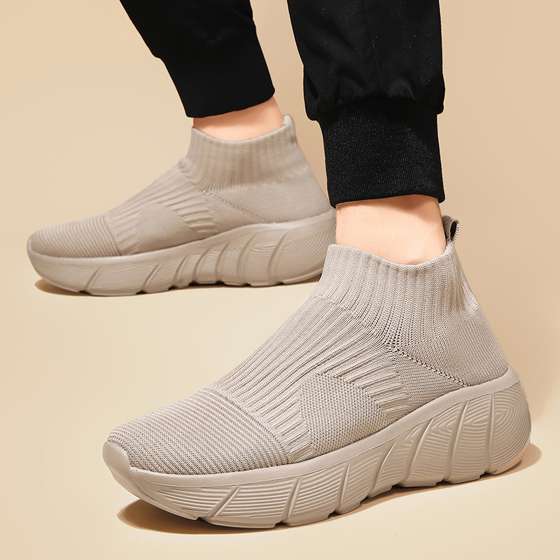 Couple High-top Flying Woven Shoes Casual Trend Men's Shoes Slip-on foto 5
