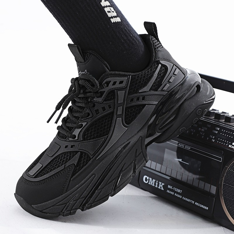 Pure Black Thick Sole Increased Leisure Sneaker Dad Shoes foto 4