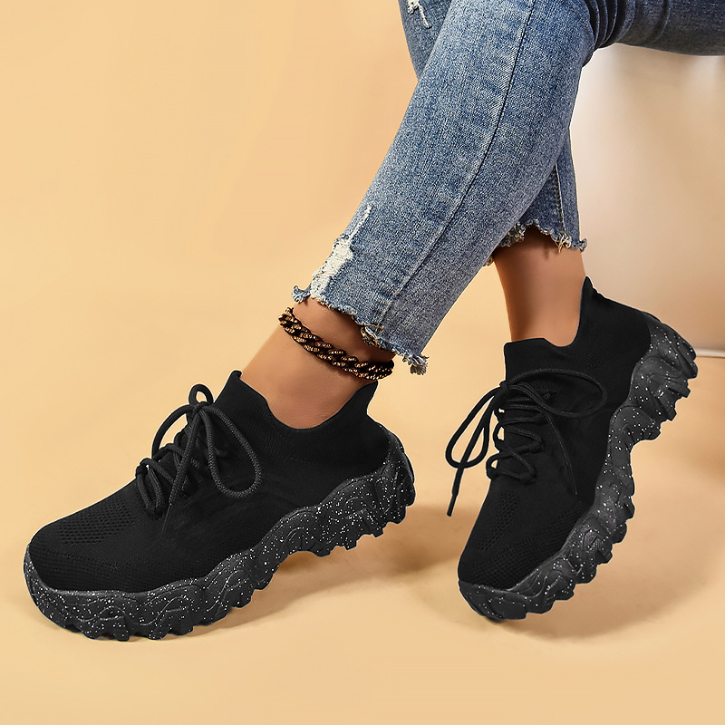 Lace-up Fly-knit Socks Shoes Fashion Trendy Sneakers foto 2