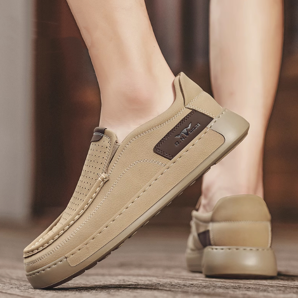 Breathable Hollow Leather Shoes Slip-on Men's Summer Business Casual Shoes foto 5