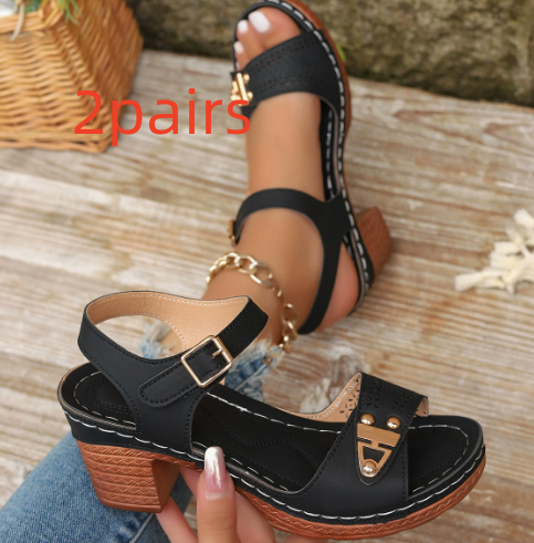 Chunky-heel Large-size High-heeled Sandals For Women Casual And Comfortable foto 5