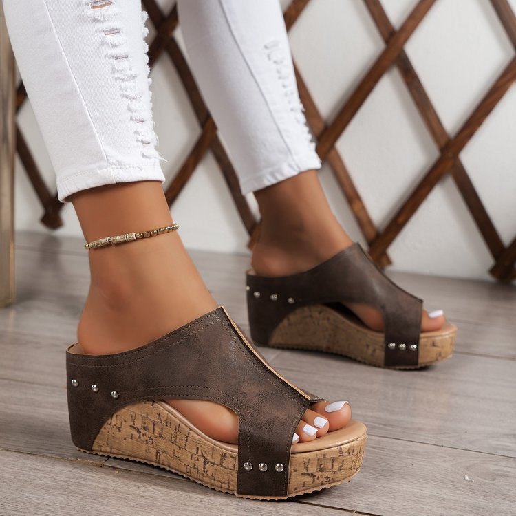 Wedge Sandals Popular Summer New Round Head Thick Bottom Roman Sandals foto 5