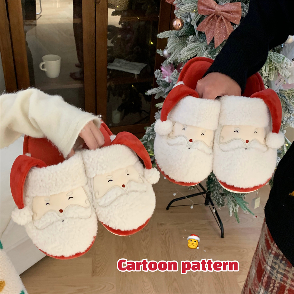 Male And Female Cute Santa Ins Leisure Warm Plush Confinement Shoes foto 2