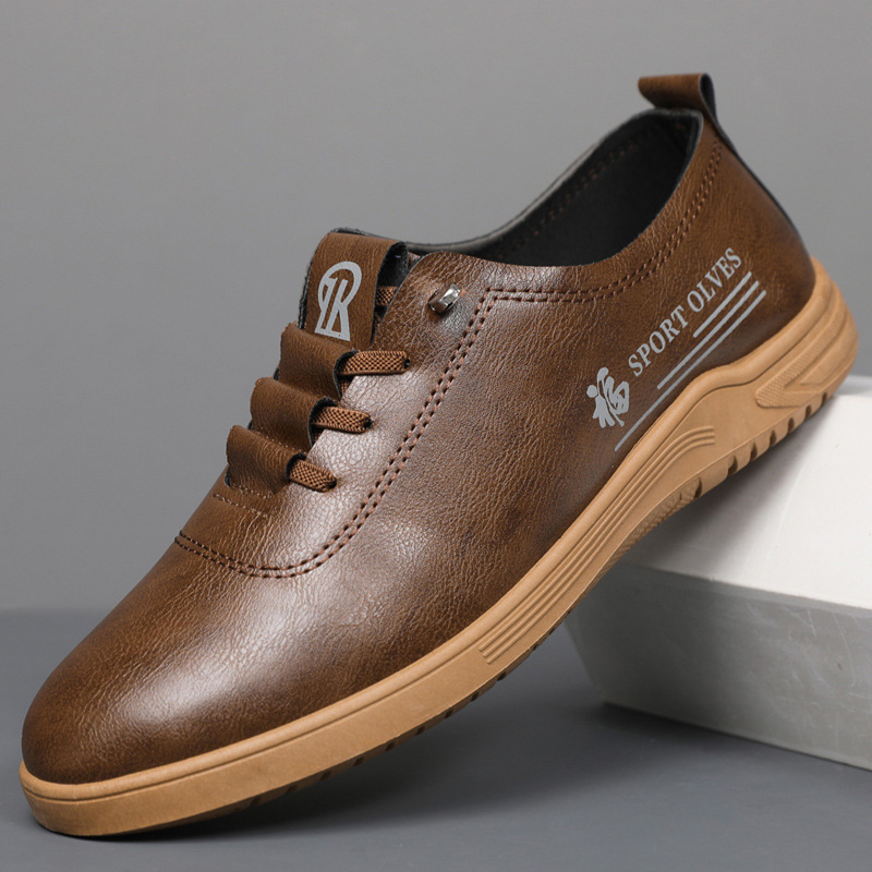 Men's Lace Up Casual Leather Shoes Fashion All-matching