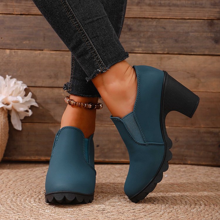 Womens Stylish Chunky-heel Shoes With A Thick Sole And Round Toe foto 2