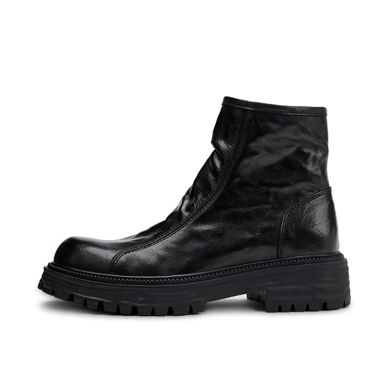 Men's Autumn And Winter Genuine Leather High-top Platform Worker Trendy Boots foto 3