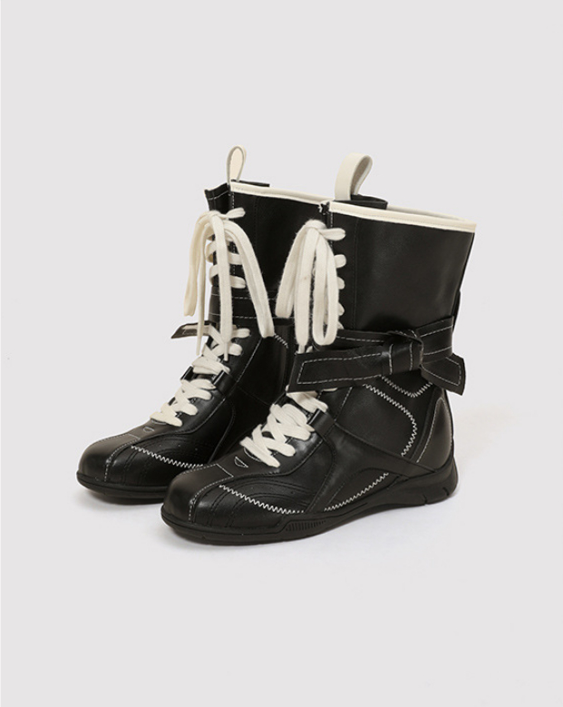 Retro Lace Up Boxing Boots Female Hight Increasing Martin Boots foto 3