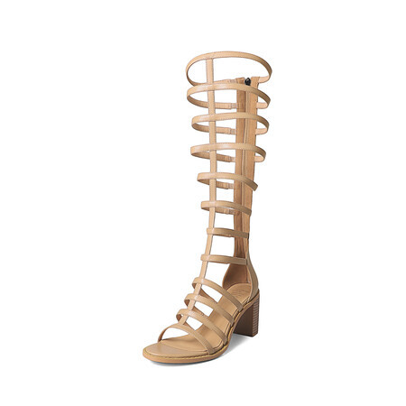 Nude High Heels Women's Summer Open Toed Hollow Thin High Tube Sandal Boots foto 5