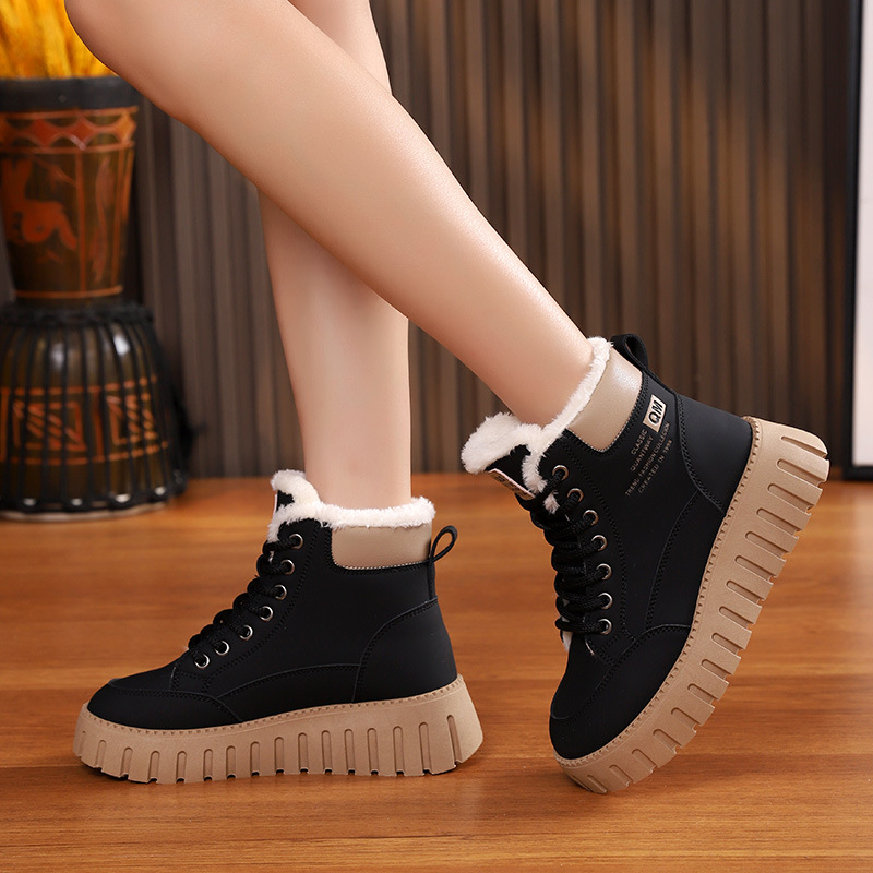 Womens High-top, Fleece-lined Dr Martensstyle Boots, Thick-soled And Casual foto 2