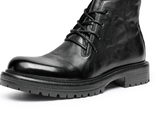 First Layer Cowhide Men's High-top Martin Boots British Formal Wear foto 2