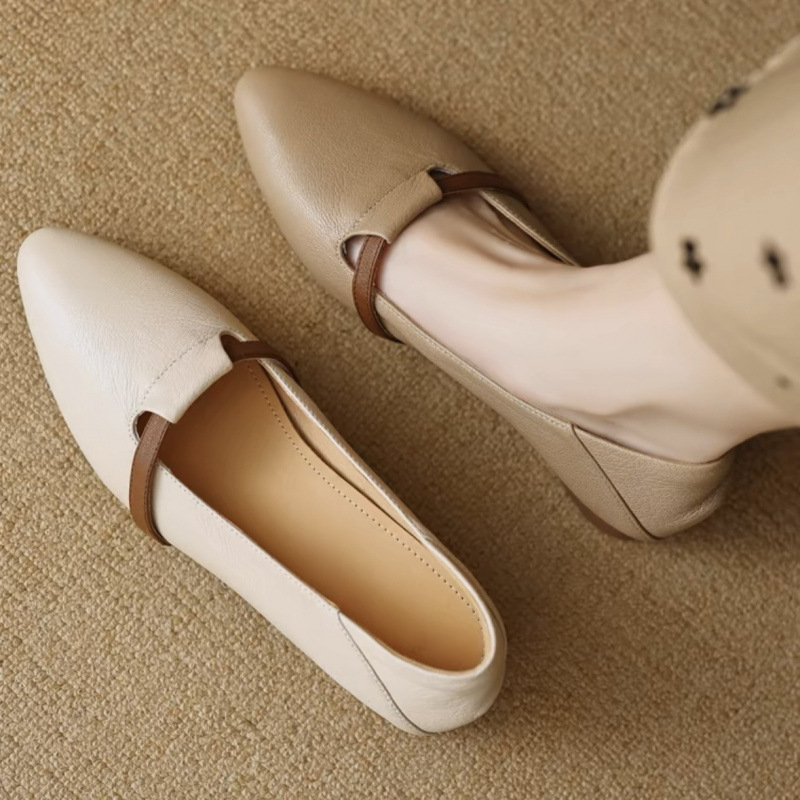 Womens French-style Suede Low-heeled Shoes foto 4