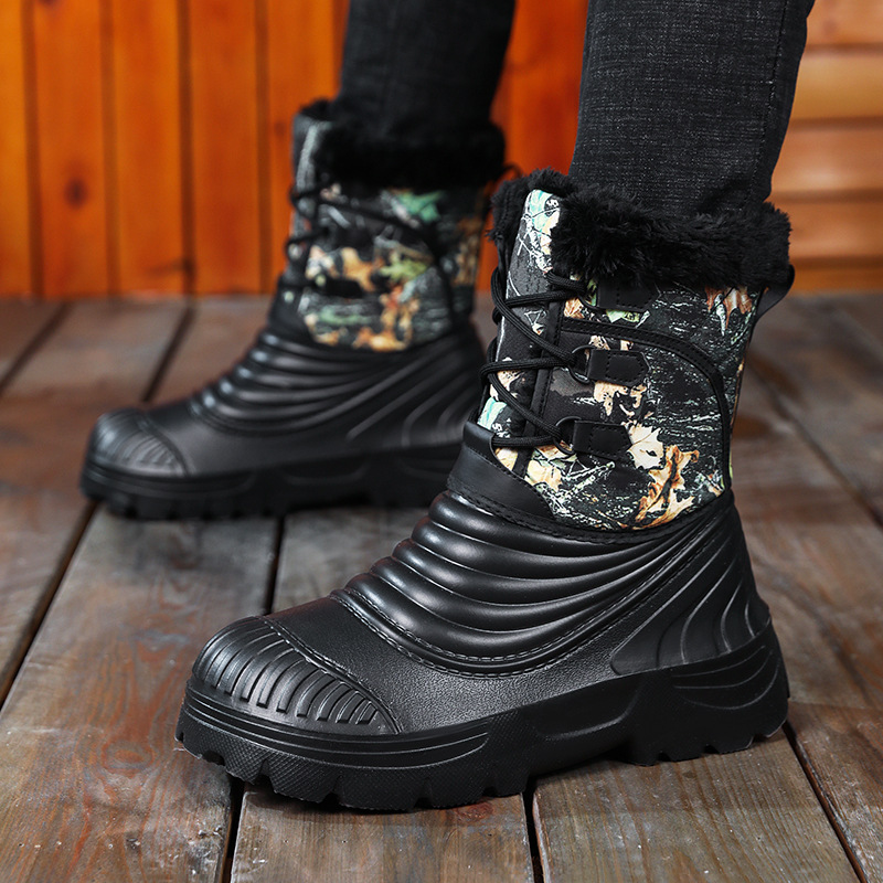 Mens Plus-Size Snow Boots With Fleece Lining For Extra Warmth And Thickness
