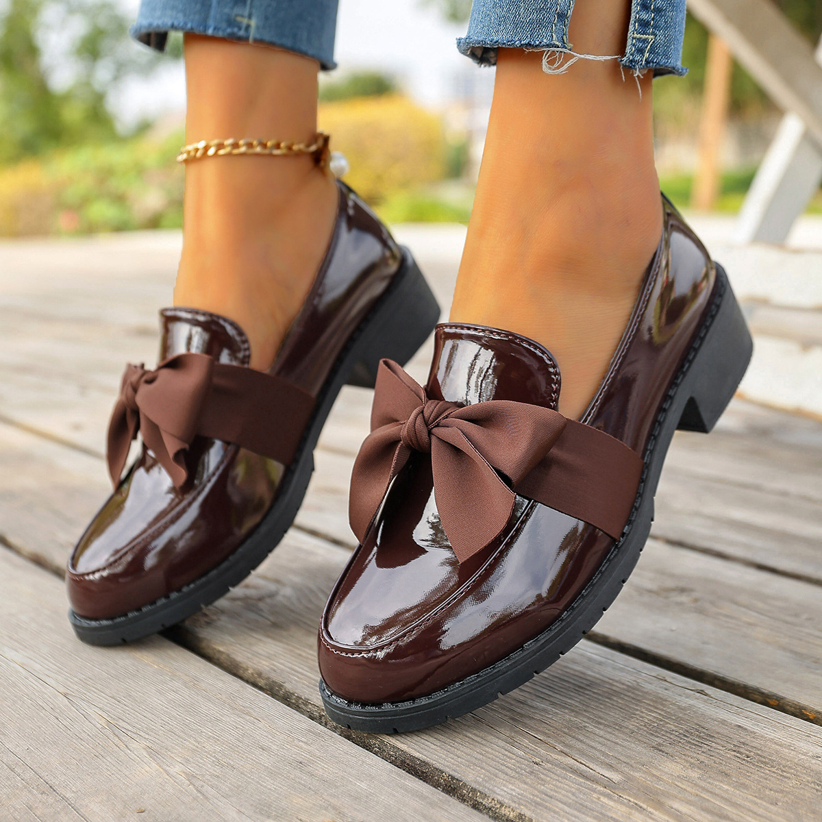 Plus-size Bow-knot Slip-on Loafers For Women foto 3
