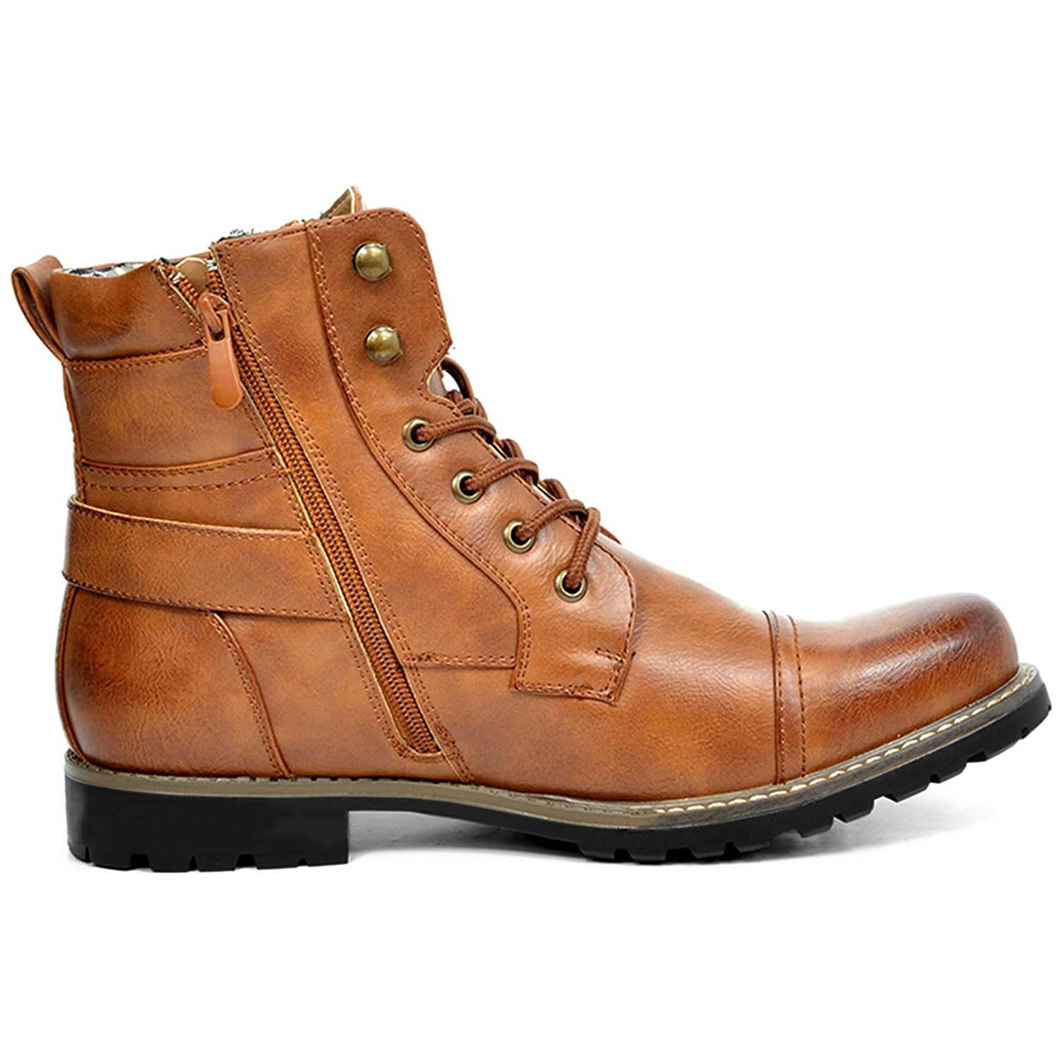 Men's Double Zipper Heavy Machine Leather Boots foto 4