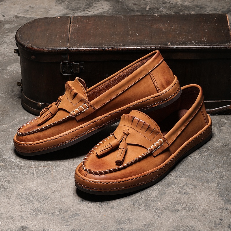 Summer British Style Leather Slip-on Casual Men's Shoes foto 4