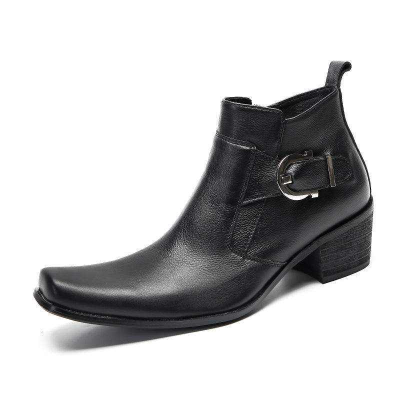 Men's High-top Shoes Casual Cowhide Ankle Boots Trendy Retro foto 2