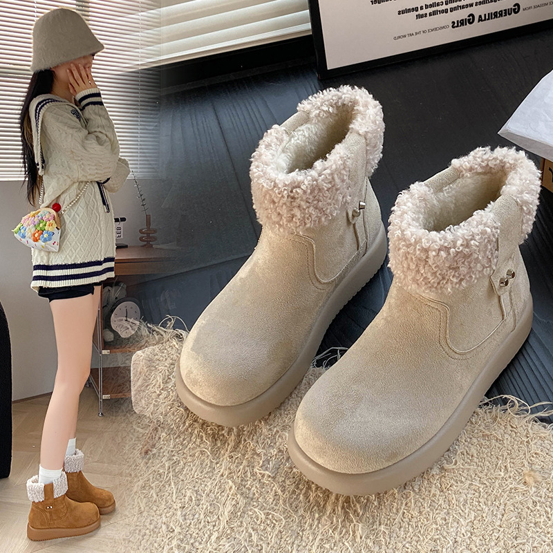 Womens Retro Warm Fuzzy Cotton Shoes foto 4