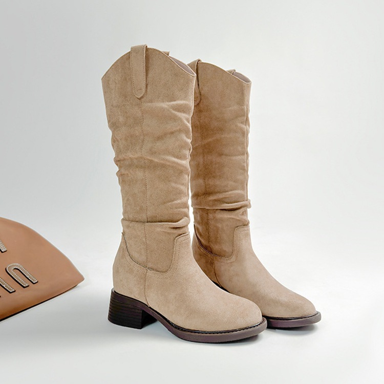 Height-increasing Chunky-heeled Knee-high Boot With Round Toe foto 3