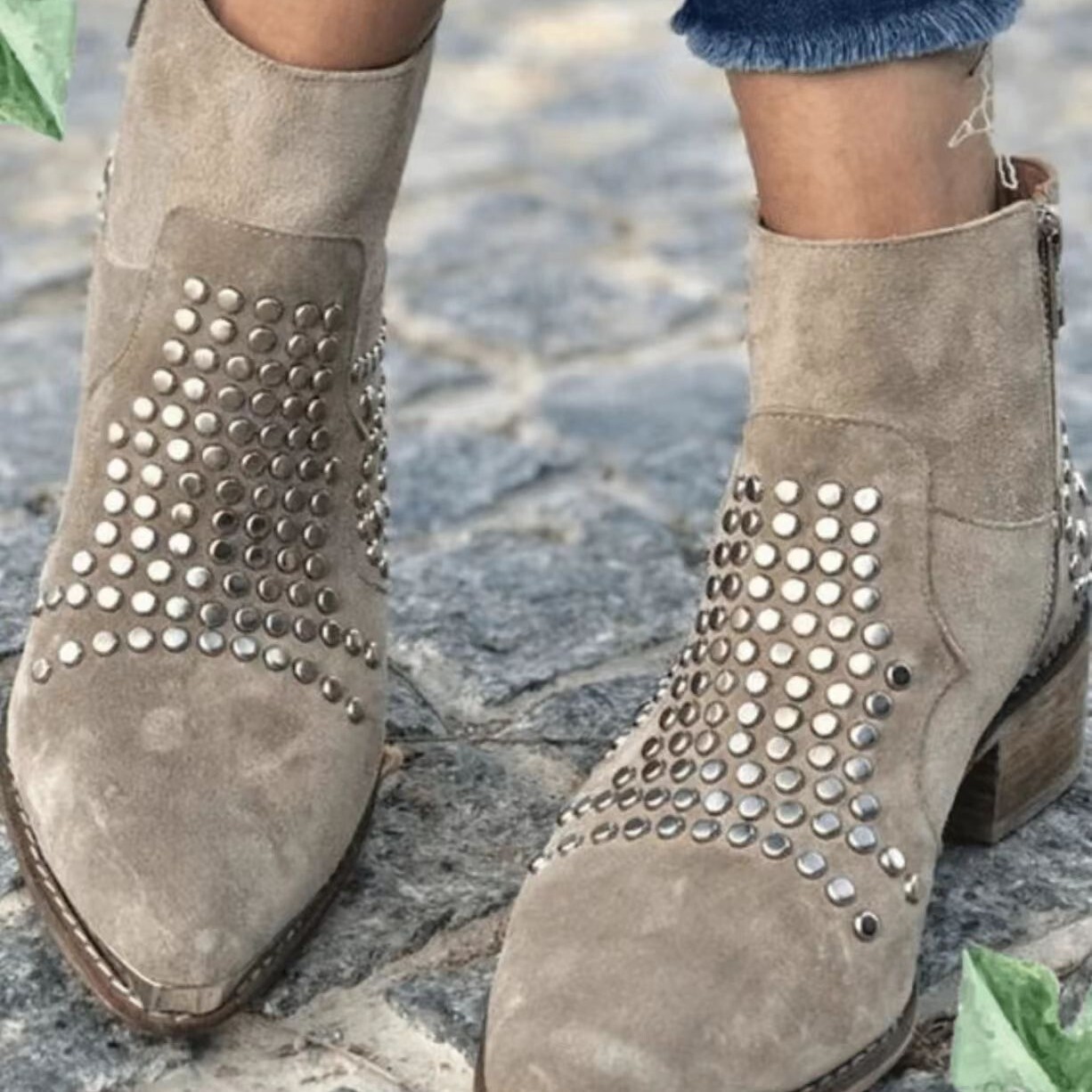 Retro Side Zipper Thick Heel Sequined Rhinestone Large Size Women's Ankle Boots foto 5