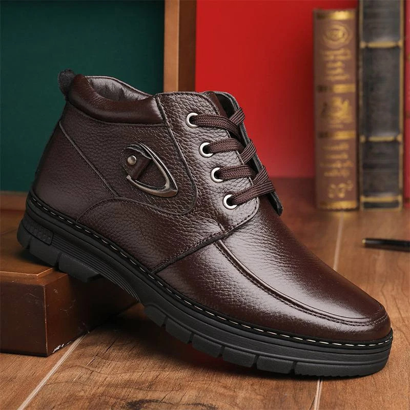 Middle-aged And Elderly Men's Winter Warm Fleece-lined Thick Old Men's Leather Shoes foto 4