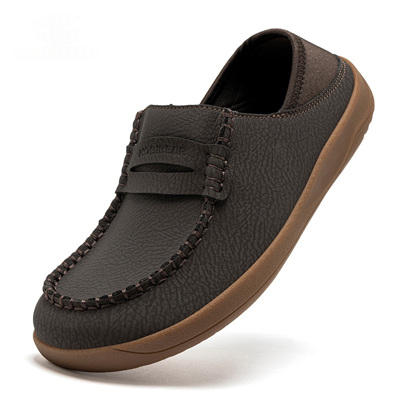 Mens Minimalist Versatile Lightweight Soft And Non-slip Casual Leather Shoes