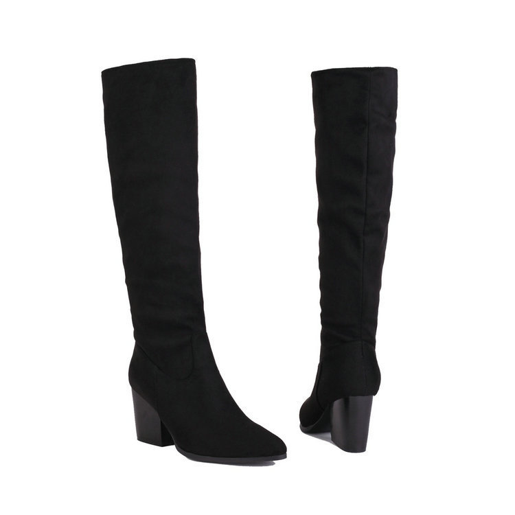 Womens Versatile Suede High-Top Boots foto 4