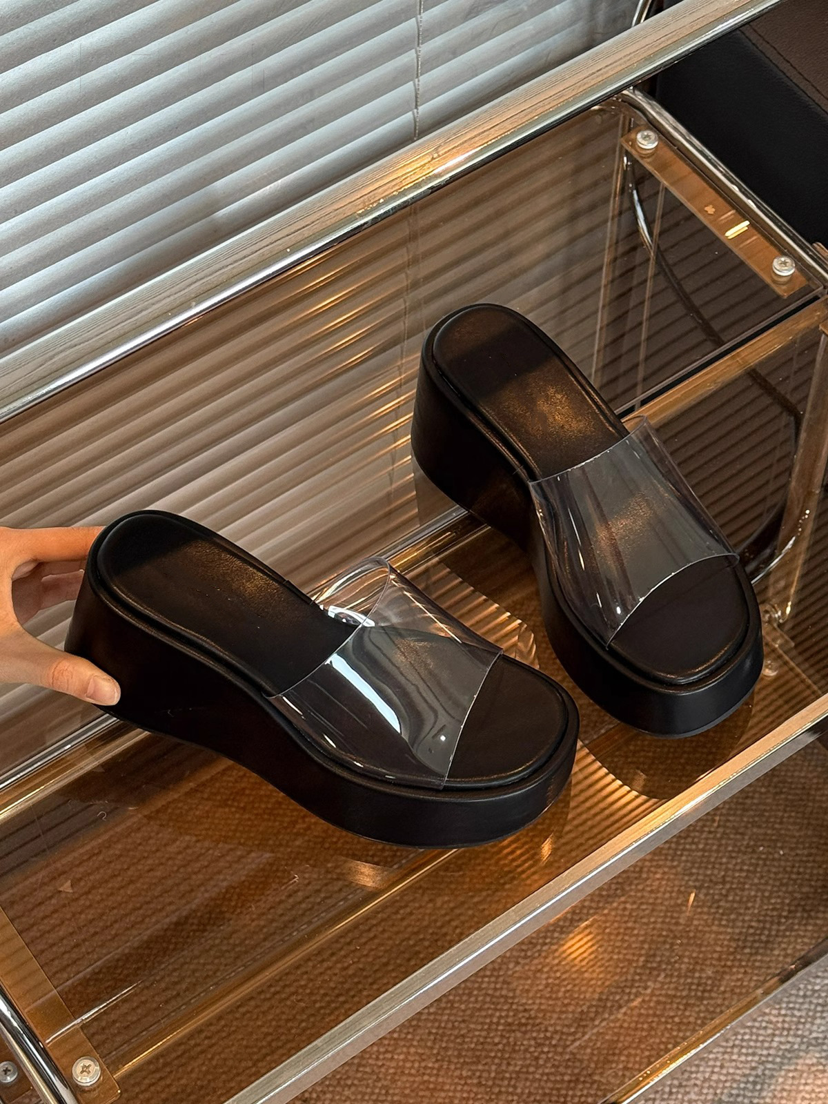 Womens Transparent Wedge Sandals With Thick Soles foto 2